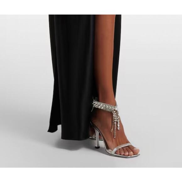 Jimmy Choo Verity 100 Embellished Leather Silver 41 - Picture 2 of 9